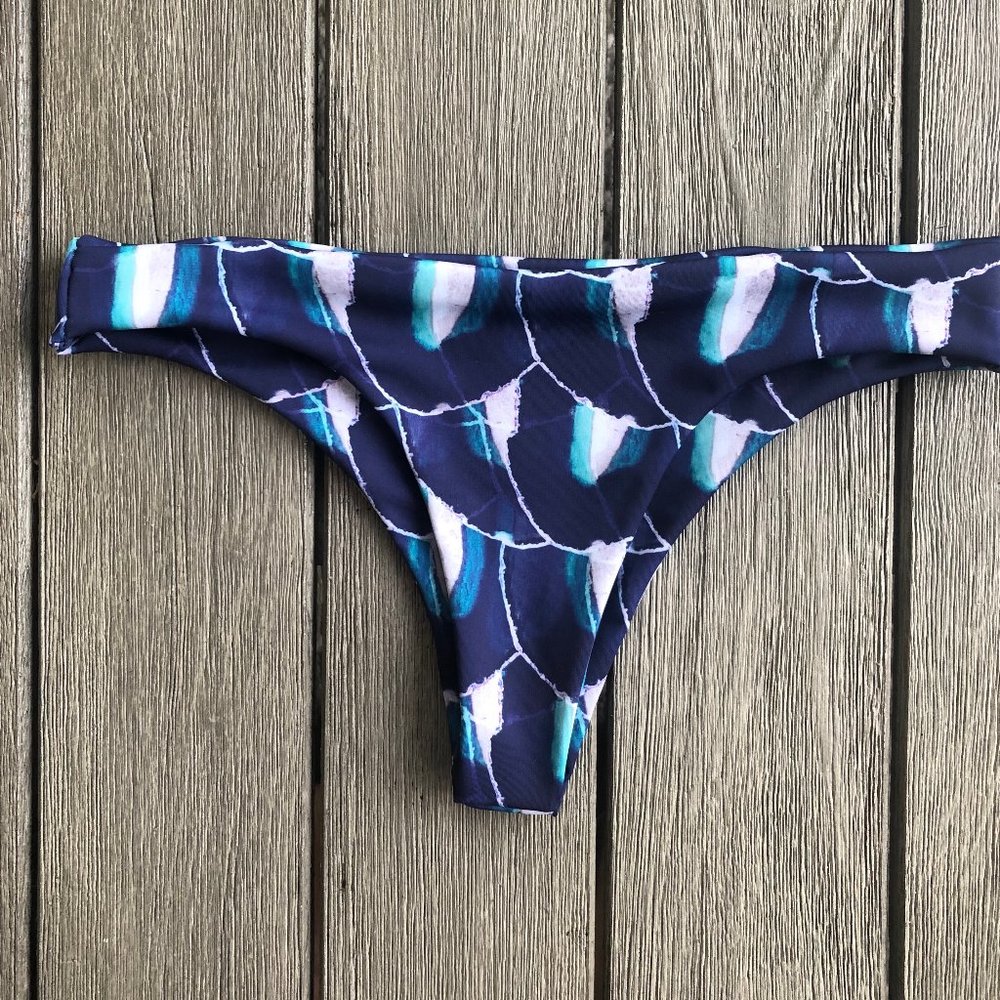 Blue Handmade Bikini Bottom Thong